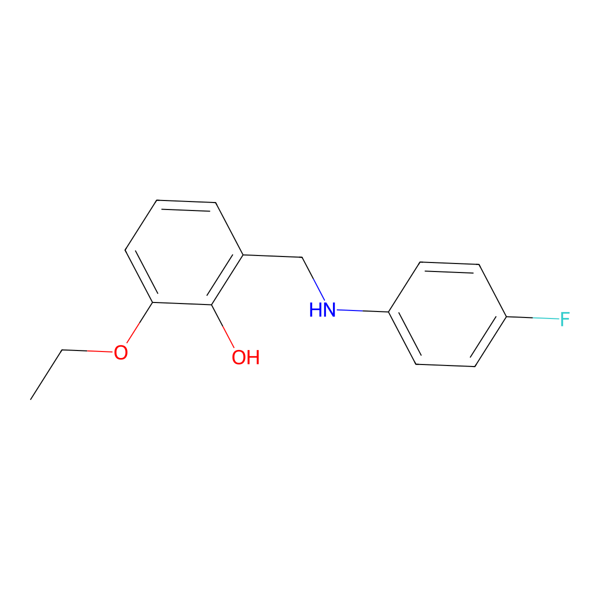 2-Ethoxy-6-(((4-fluorophenyl)amino)methyl)phenol molecular structure, CAS 1019551-45-1