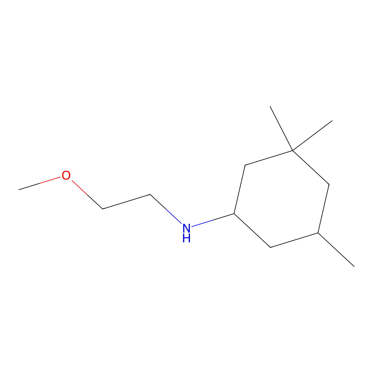 N-(2-methoxyethyl)-3,3,5-trimethylcyclohexan-1-amine molecular structure, CAS 1019551-56-4