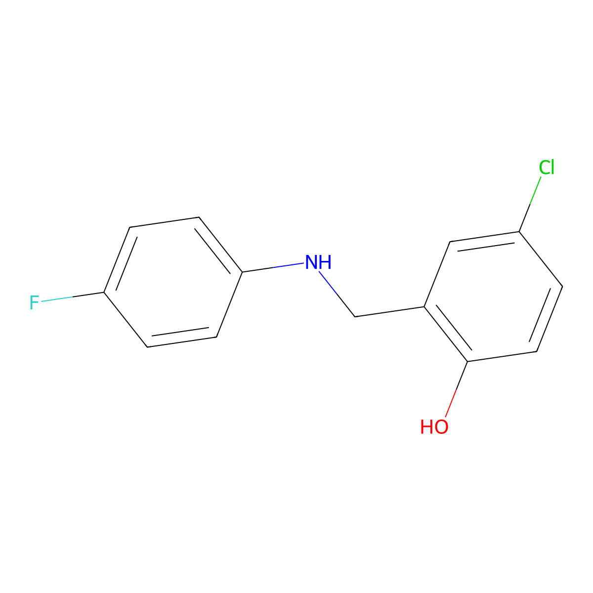 4-Chloro-2-{[(4-fluorophenyl)amino]methyl}phenol molecular structure, CAS 1019551-66-6