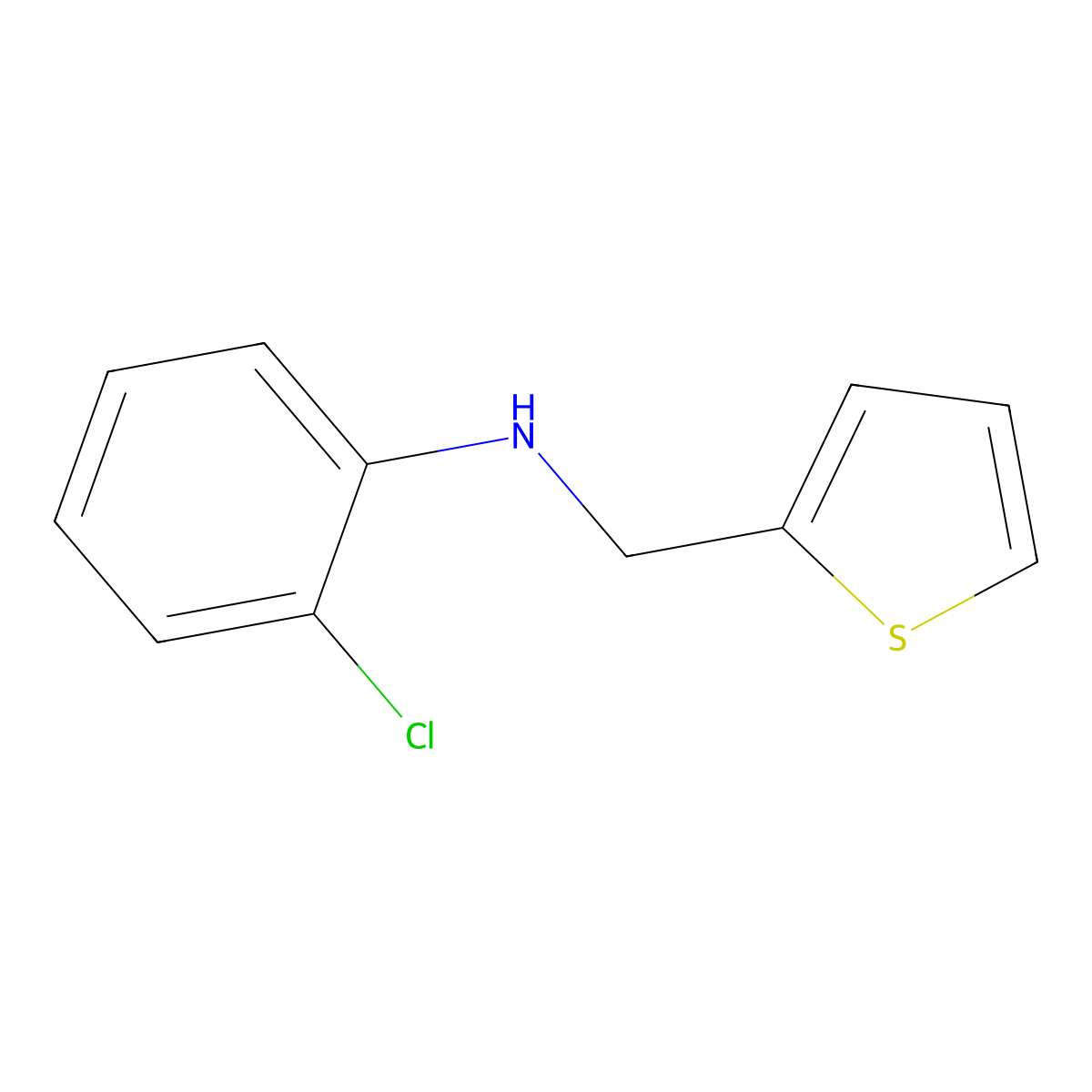 2-chloro-N-(thiophen-2-ylmethyl)aniline molecular structure, CAS 1019552-06-7