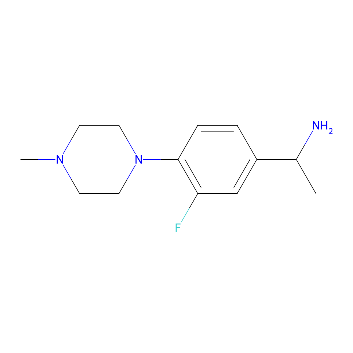 1-[3-Fluoro-4-(4-methylpiperazin-1-yl)phenyl]ethan-1-amine molecular structure, CAS 1019552-56-7