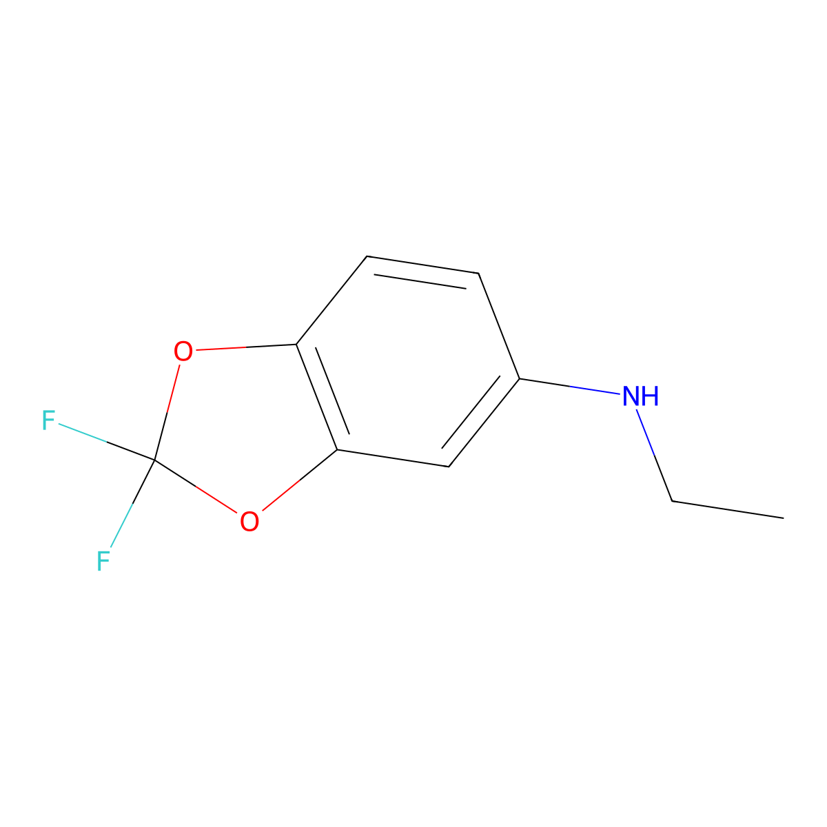 N-ethyl-2,2-difluoro-2H-1,3-benzodioxol-5-amine molecular structure, CAS 1019553-29-7