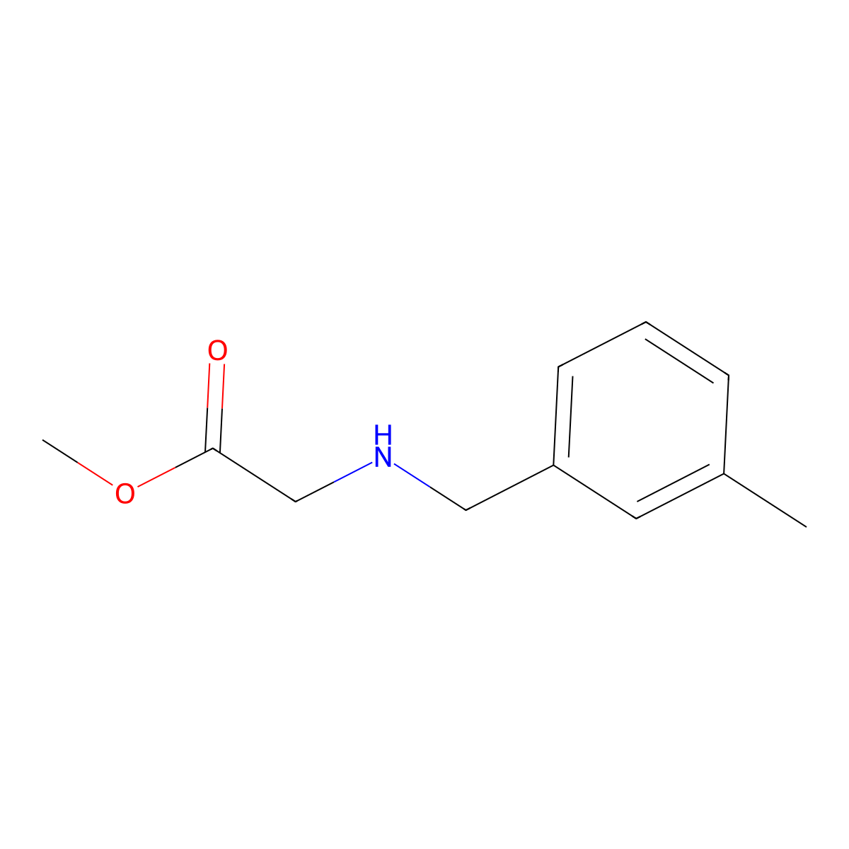 Methyl 2-{[(3-methylphenyl)methyl]amino}acetate molecular structure, CAS 1019554-31-4