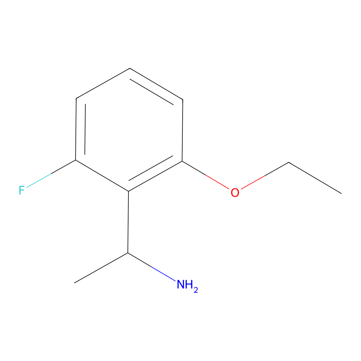 1-(2-Ethoxy-6-fluorophenyl)ethan-1-amine molecular structure, CAS 1019554-45-0