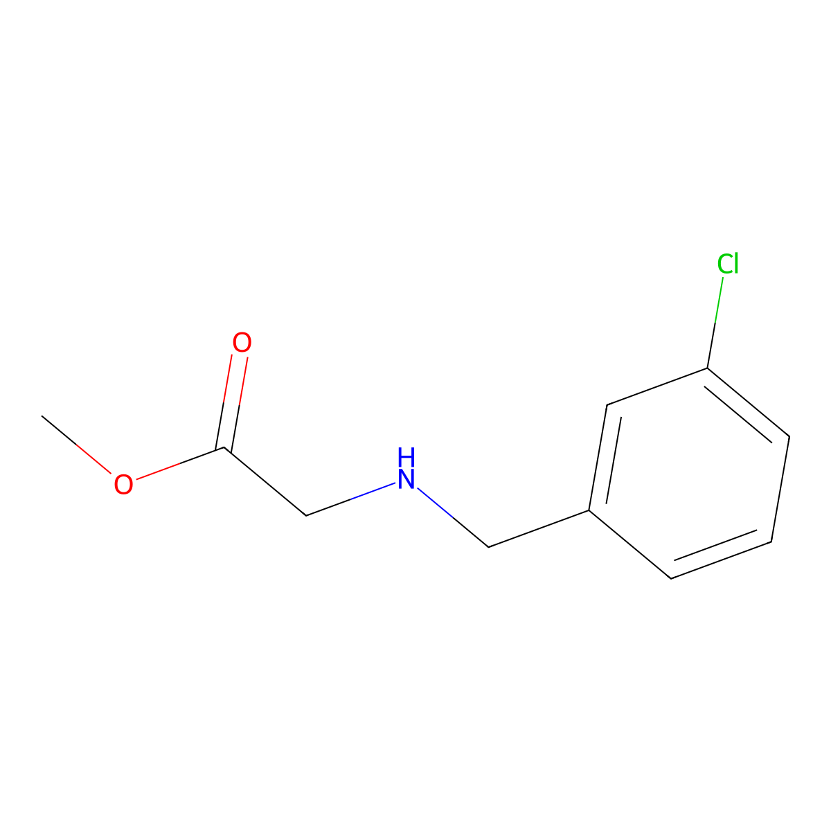 Methyl 2-{[(3-chlorophenyl)methyl]amino}acetate molecular structure, CAS 1019555-38-4