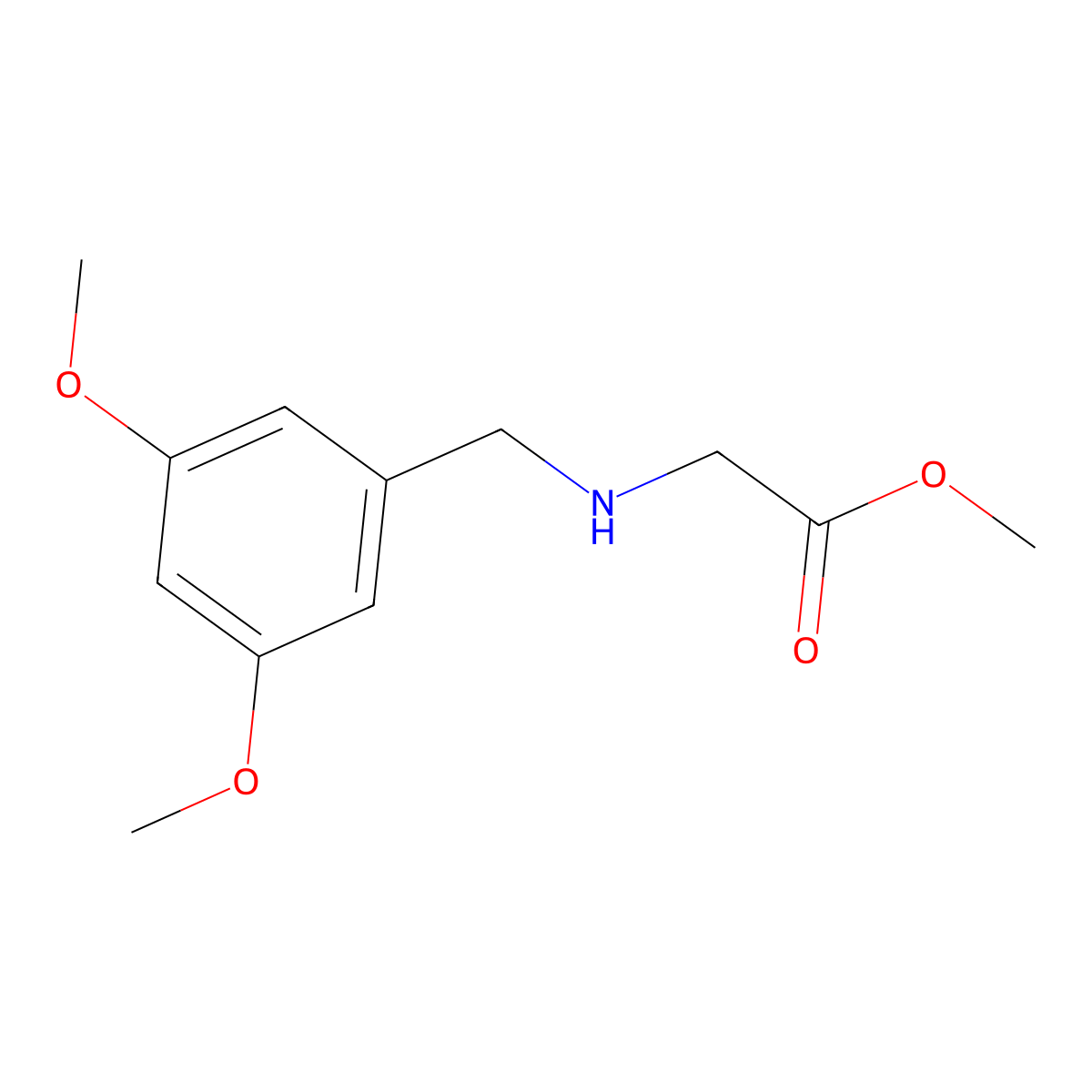 Methyl 2-{[(3,5-dimethoxyphenyl)methyl]amino}acetate molecular structure, CAS 1019555-52-2