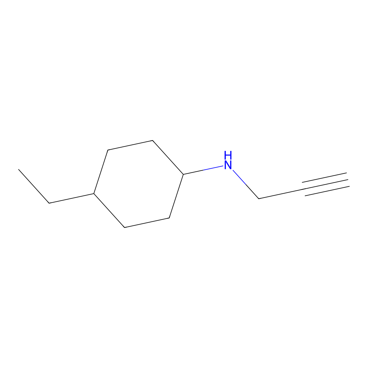 4-ethyl-N-(prop-2-yn-1-yl)cyclohexan-1-amine molecular structure, CAS 1019557-06-2