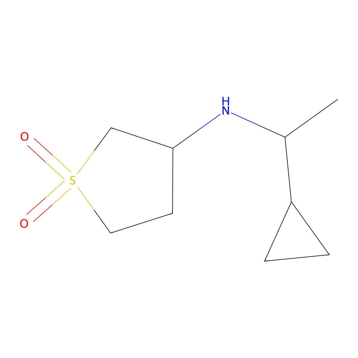 3-[(1-Cyclopropylethyl)amino]-1lambda6-thiolane-1,1-dione molecular structure, CAS 1019559-80-8