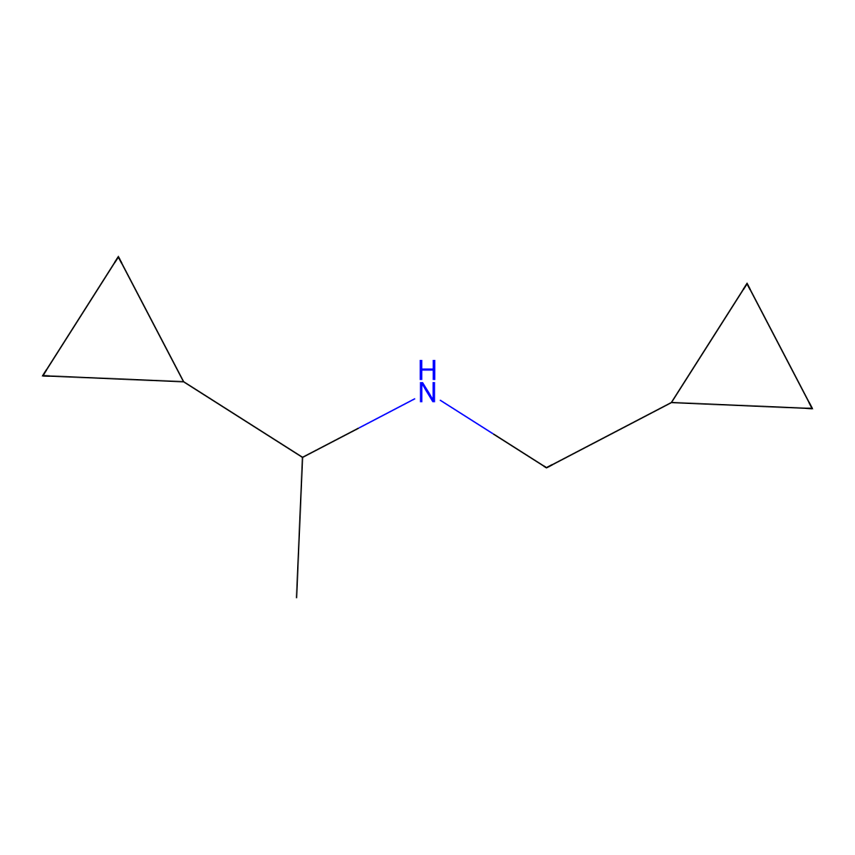 (1-Cyclopropylethyl)(cyclopropylmethyl)amine molecular structure, CAS 1019561-65-9