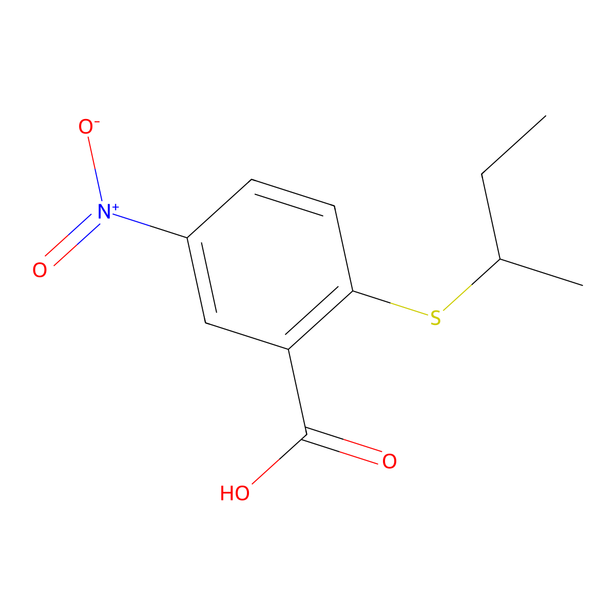 2-(Butan-2-ylsulfanyl)-5-nitrobenzoic acid molecular structure, CAS 1019562-00-5