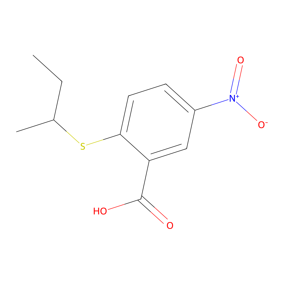 2-(Butan-2-ylsulfanyl)-5-nitrobenzoic acid molecular structure, CAS 1019562-00-5
