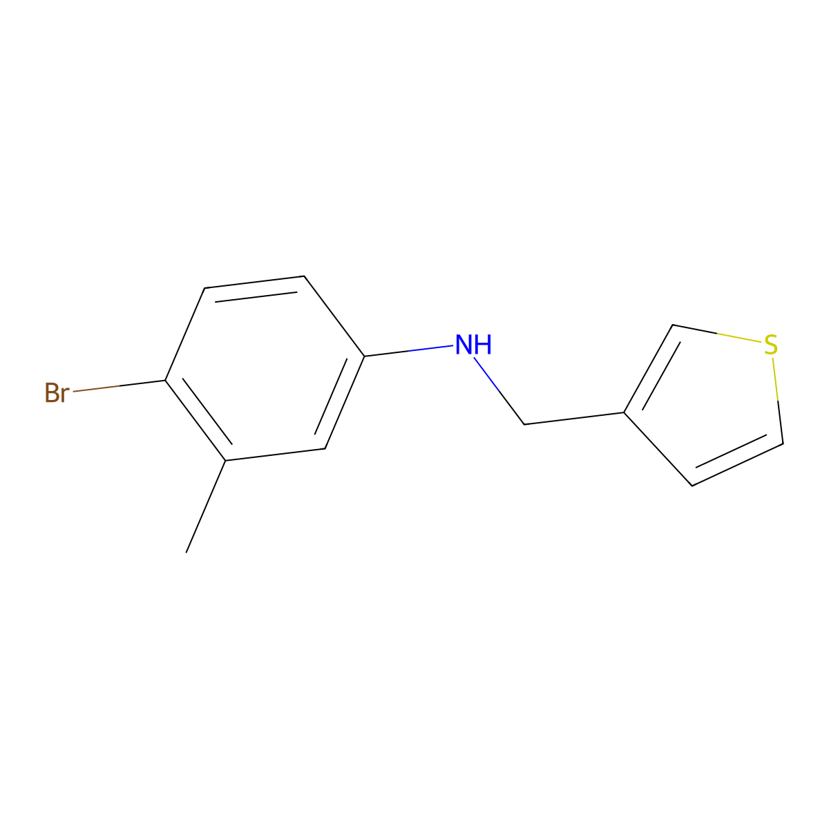 4-bromo-3-methyl-N-(thiophen-3-ylmethyl)aniline molecular structure, CAS 1019563-58-6