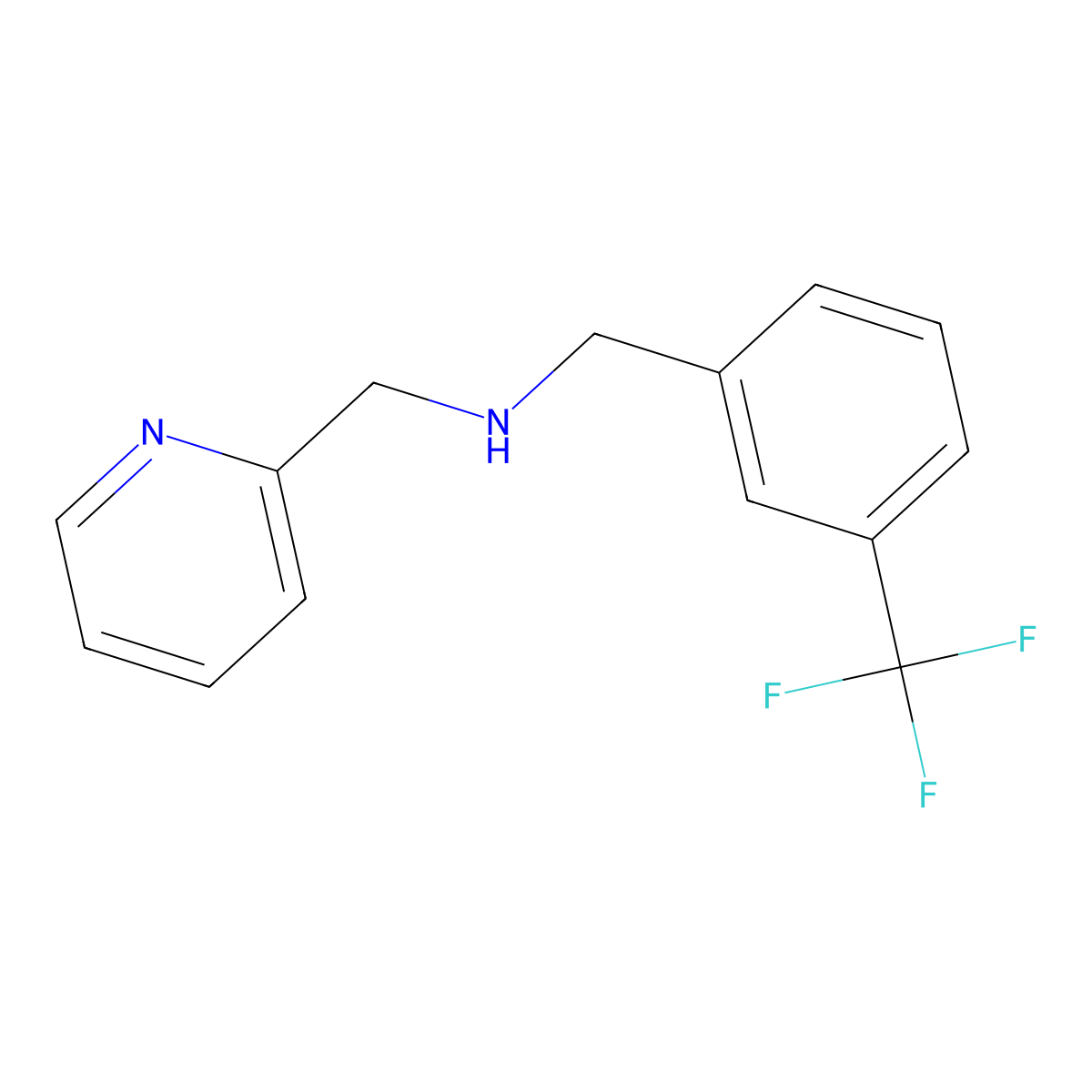 ((Pyridin-2-yl)methyl)(((3-(trifluoromethyl)phenyl)methyl))amine molecular structure, CAS 1019564-99-8