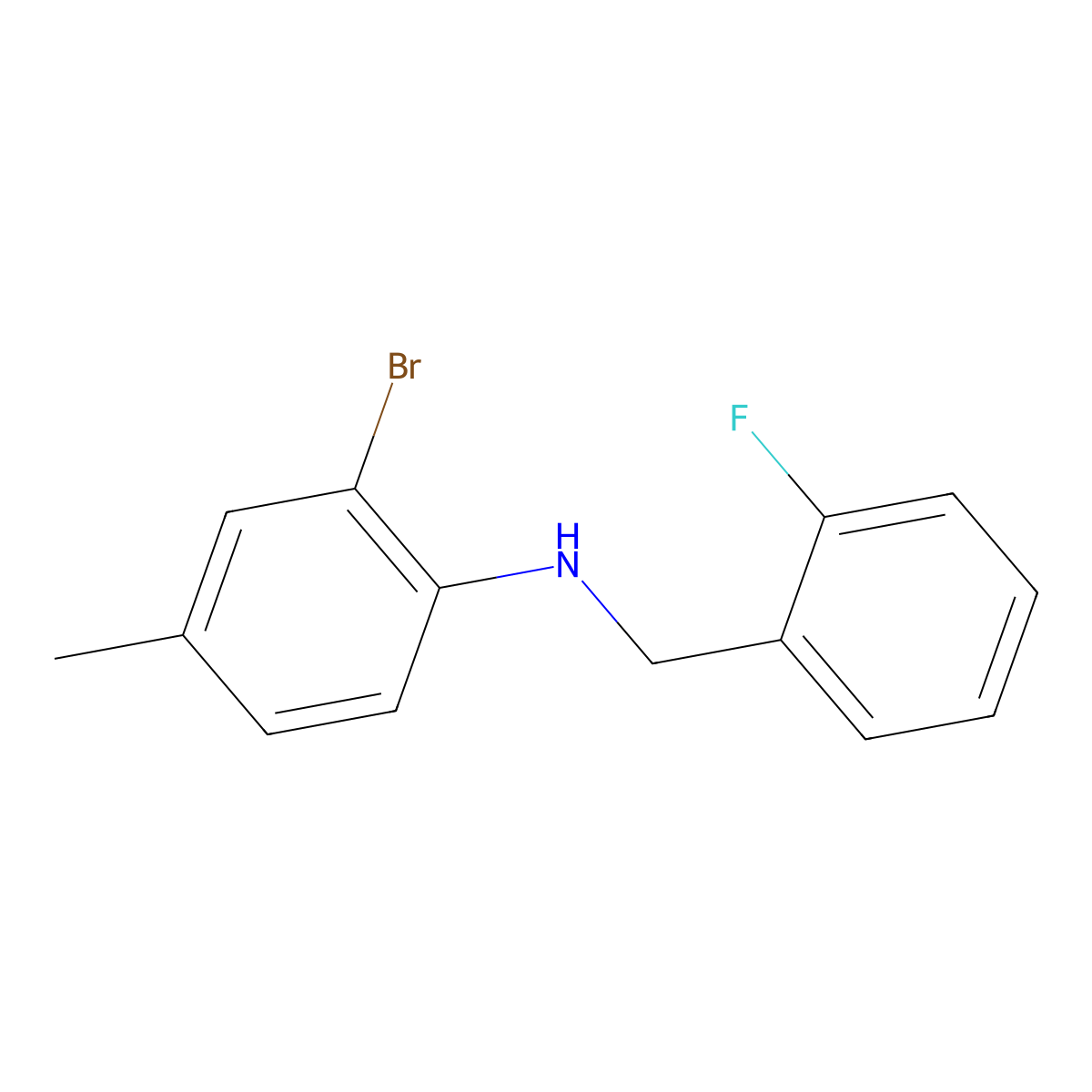 2-Bromo-N-(2-fluorobenzyl)-4-methylaniline molecular structure, CAS 1019565-10-6