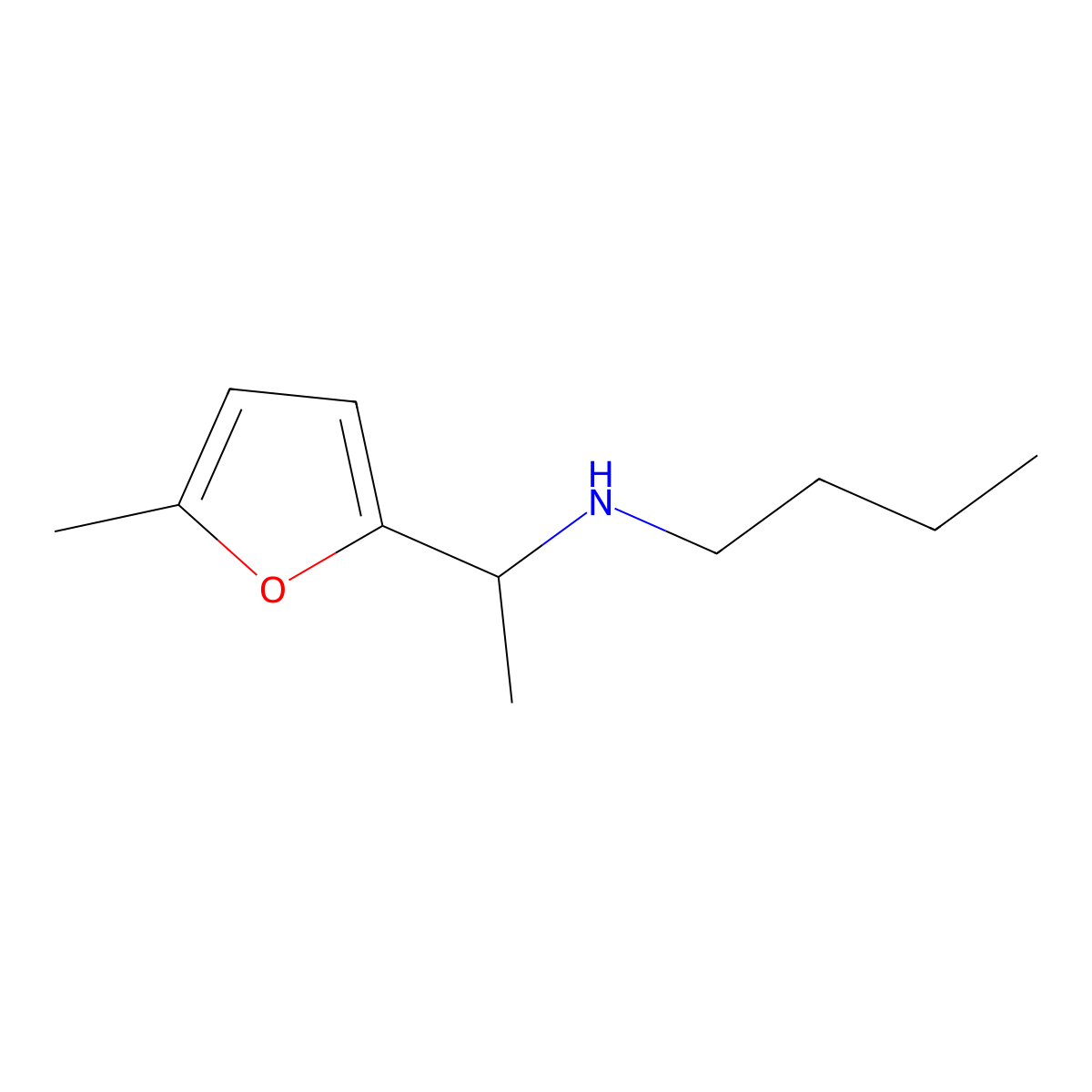 Butyl(1-(5-methylfuran-2-yl)ethyl)amine molecular structure, CAS 1019566-19-8
