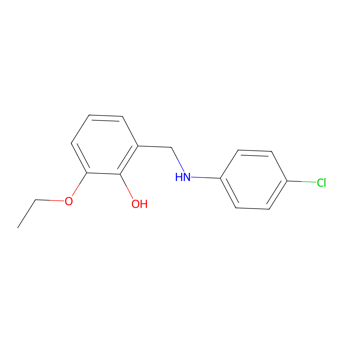2-(((4-Chlorophenyl)amino)methyl)-6-ethoxyphenol molecular structure, CAS 1019567-52-2