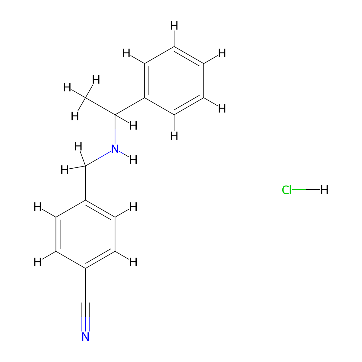 4-(((1-Phenylethyl)amino)methyl)benzonitrile hydrochloride molecular structure, CAS 1019567-85-1