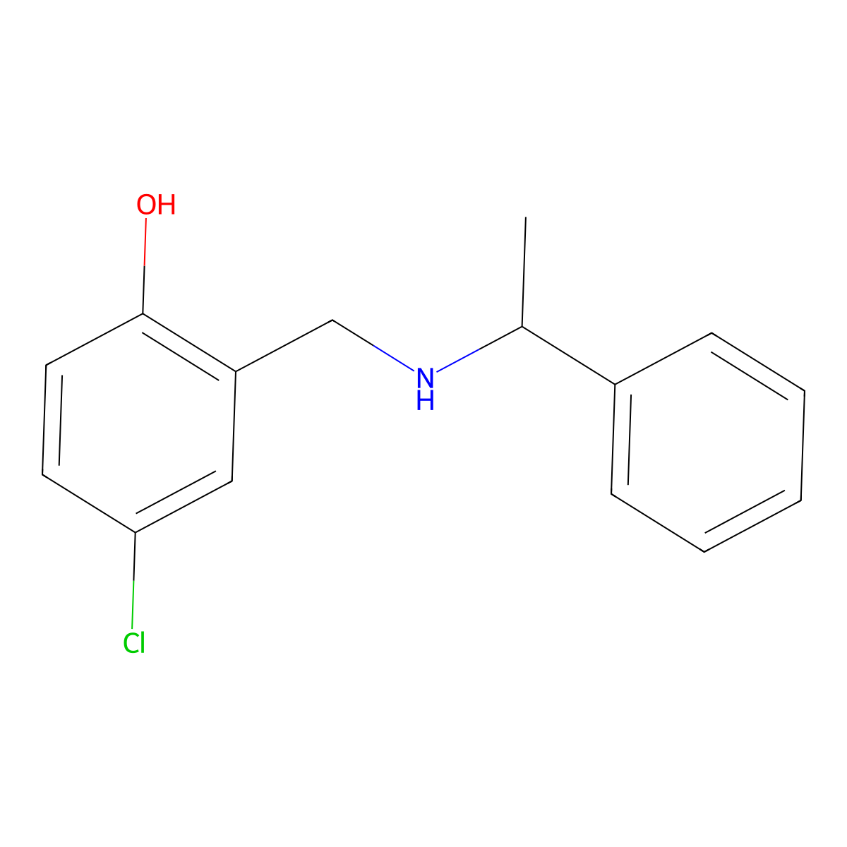 4-Chloro-2-{[(1-phenylethyl)amino]methyl}phenol molecular structure, CAS 1019567-97-5