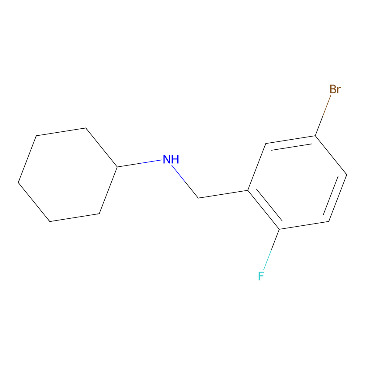 4-Bromo-2-(cyclohexylaminomethyl)-1-fluorobenzene molecular structure, CAS 1019568-30-9