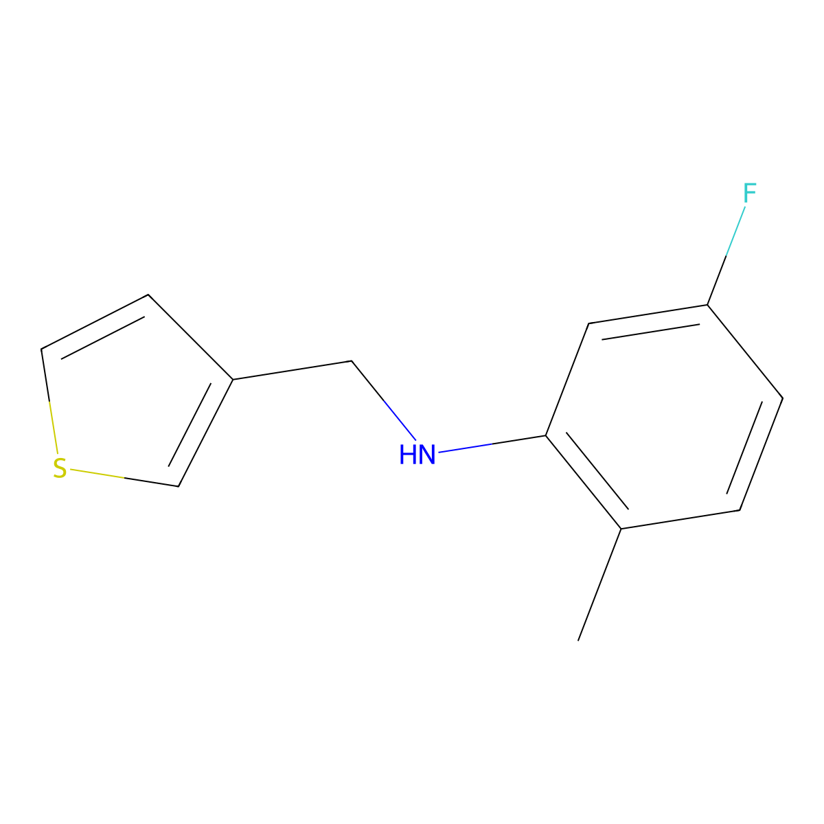 5-fluoro-2-methyl-N-[(thiophen-3-yl)methyl]aniline molecular structure, CAS 1019568-67-2
