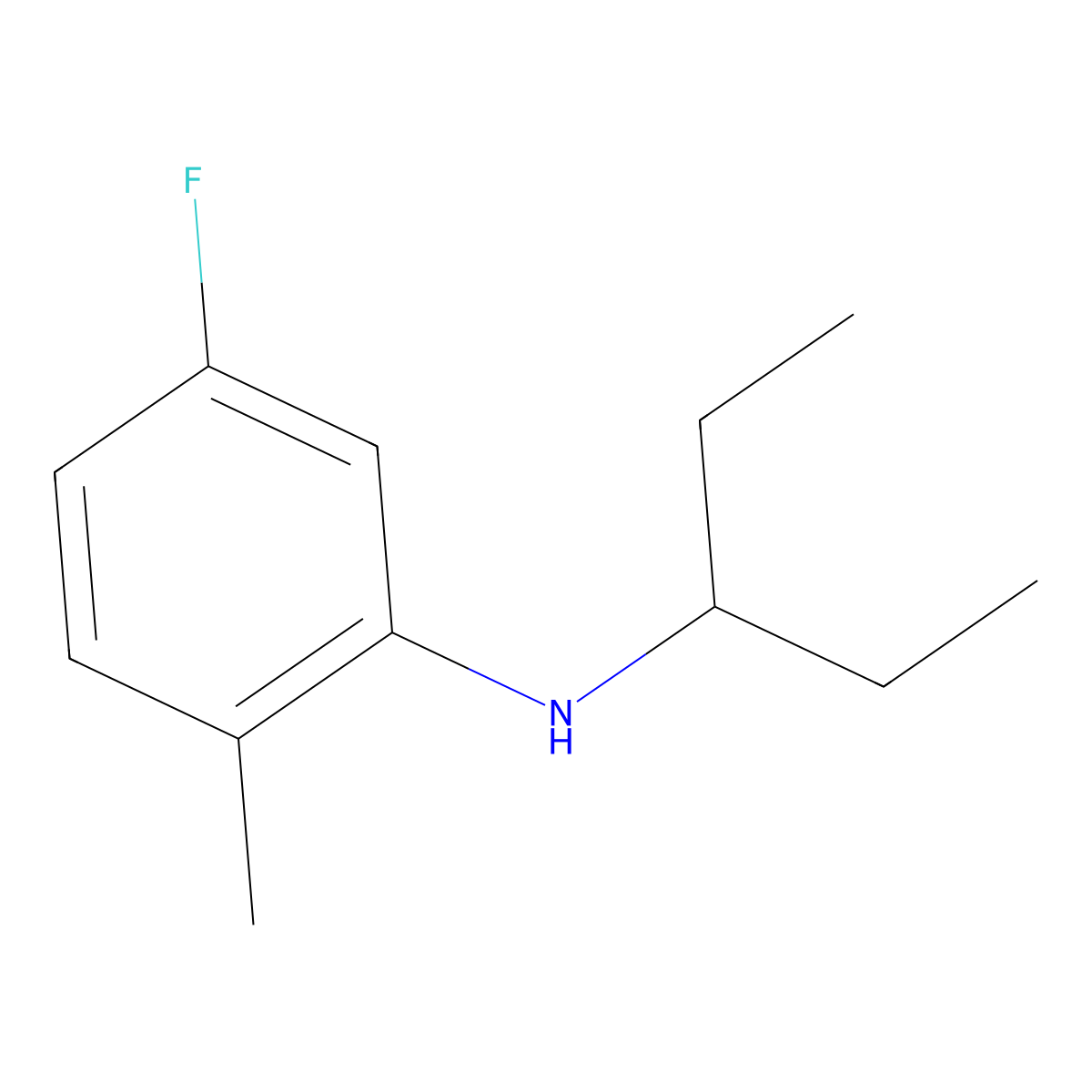 5-fluoro-2-methyl-N-(pentan-3-yl)aniline molecular structure, CAS 1019568-79-6