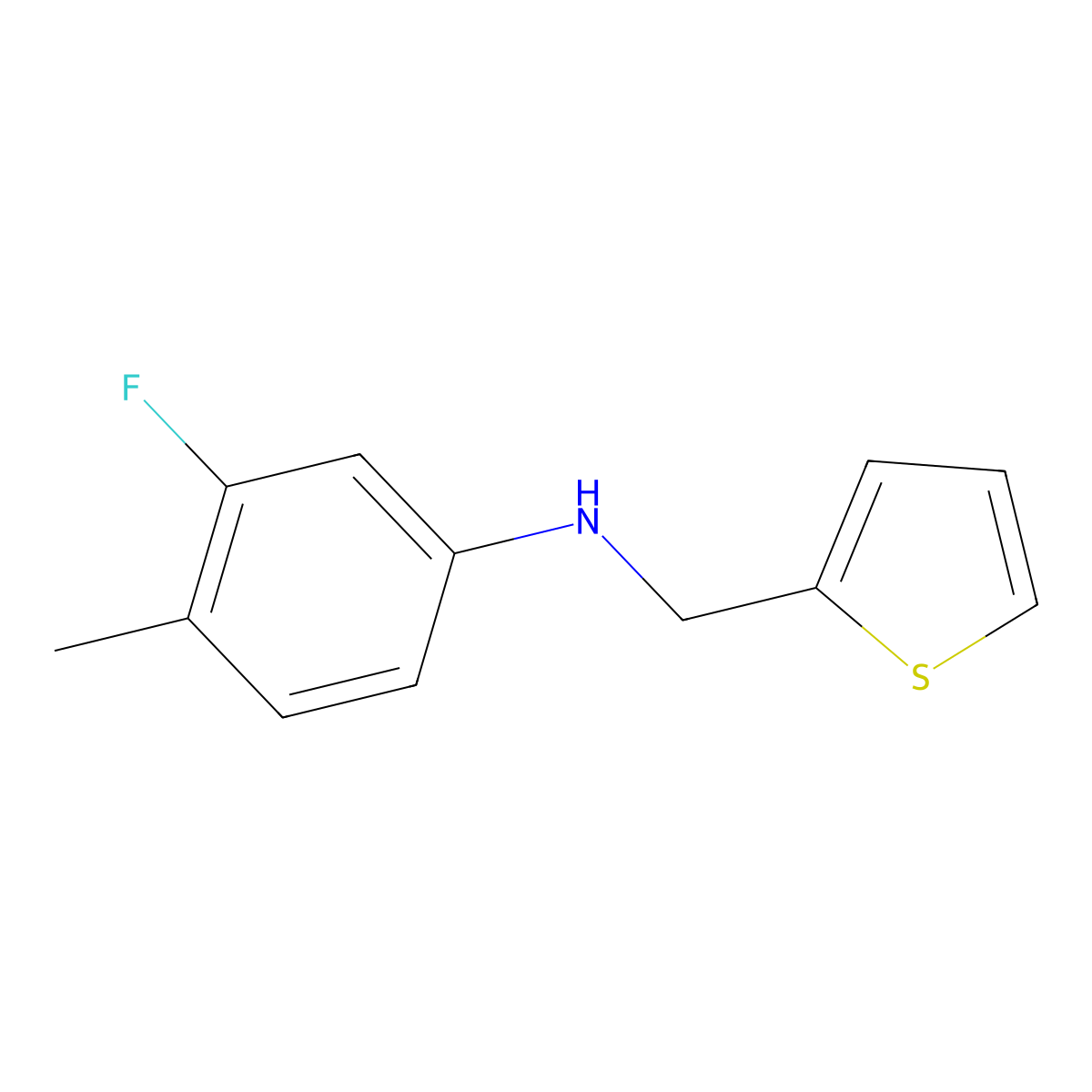 3-fluoro-4-methyl-N-[(thiophen-2-yl)methyl]aniline molecular structure, CAS 1019571-08-4