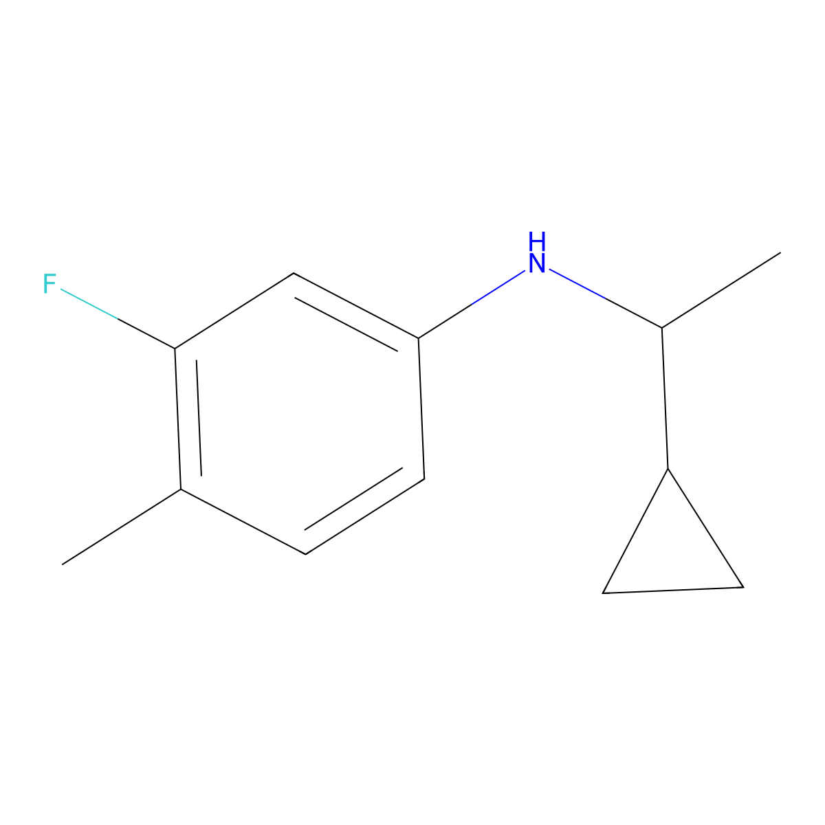 N-(1-cyclopropylethyl)-3-fluoro-4-methylaniline molecular structure, CAS 1019571-33-5