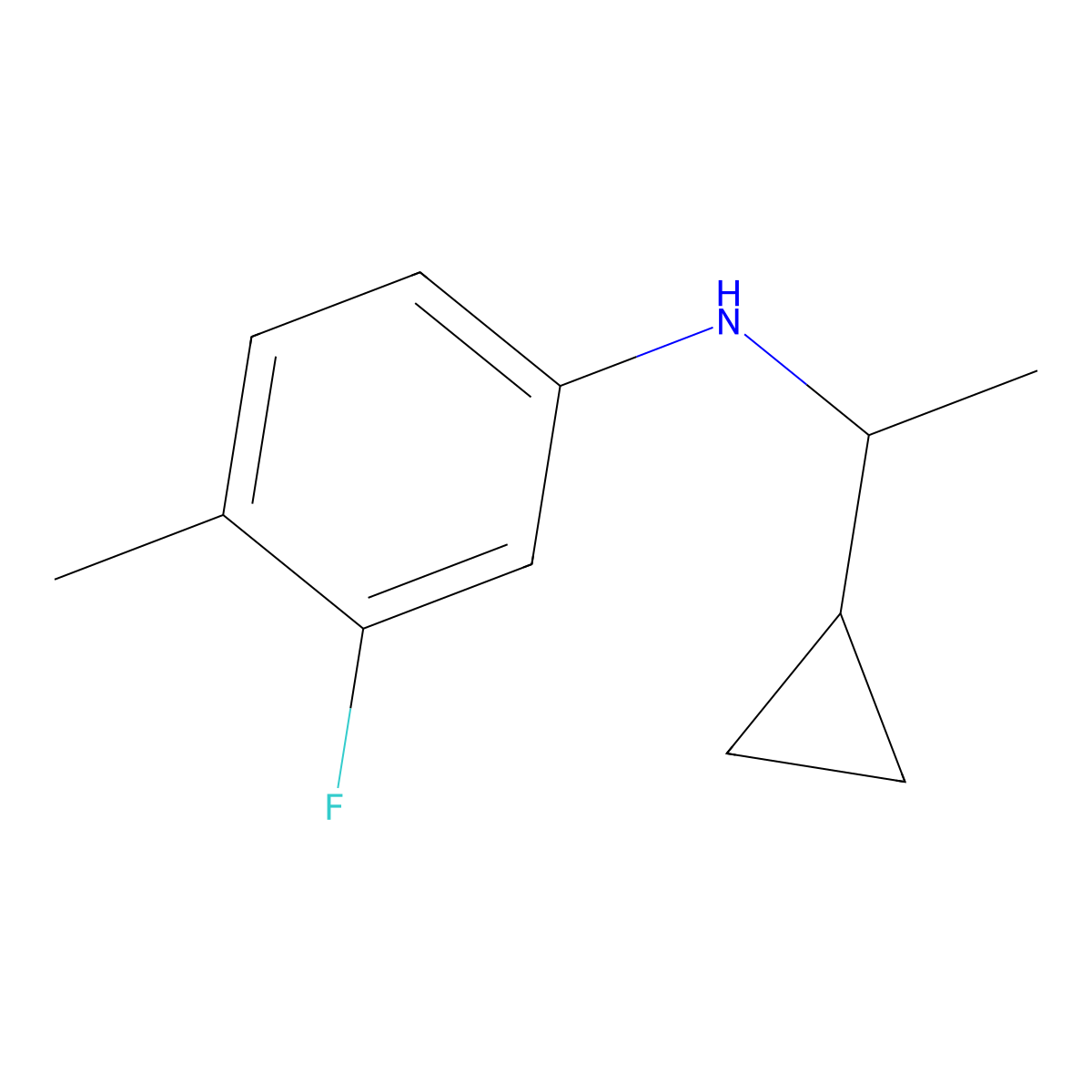 N-(1-cyclopropylethyl)-3-fluoro-4-methylaniline molecular structure, CAS 1019571-33-5