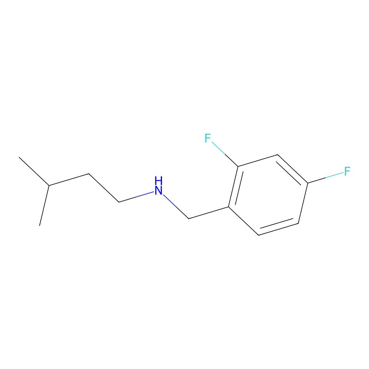[(2,4-Difluorophenyl)methyl](3-methylbutyl)amine molecular structure, CAS 1019571-68-6
