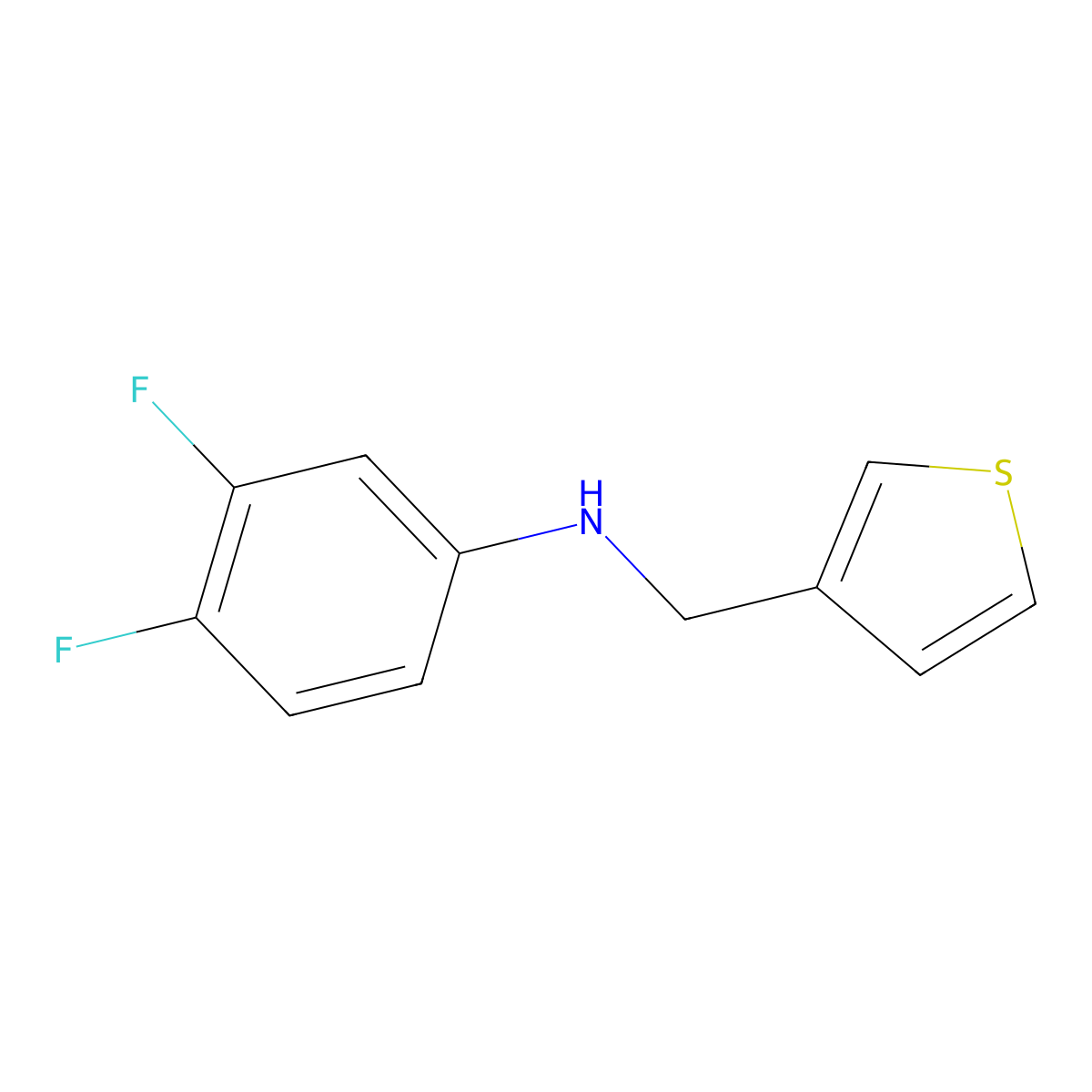 3,4-difluoro-N-[(thiophen-3-yl)methyl]aniline molecular structure, CAS 1019571-69-7