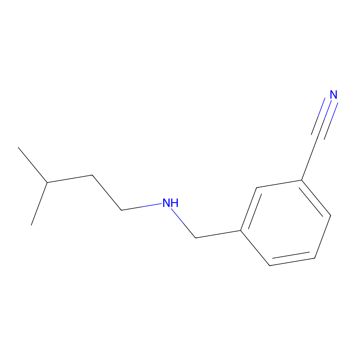 3-{[(3-Methylbutyl)amino]methyl}benzonitrile molecular structure, CAS 1019571-89-1
