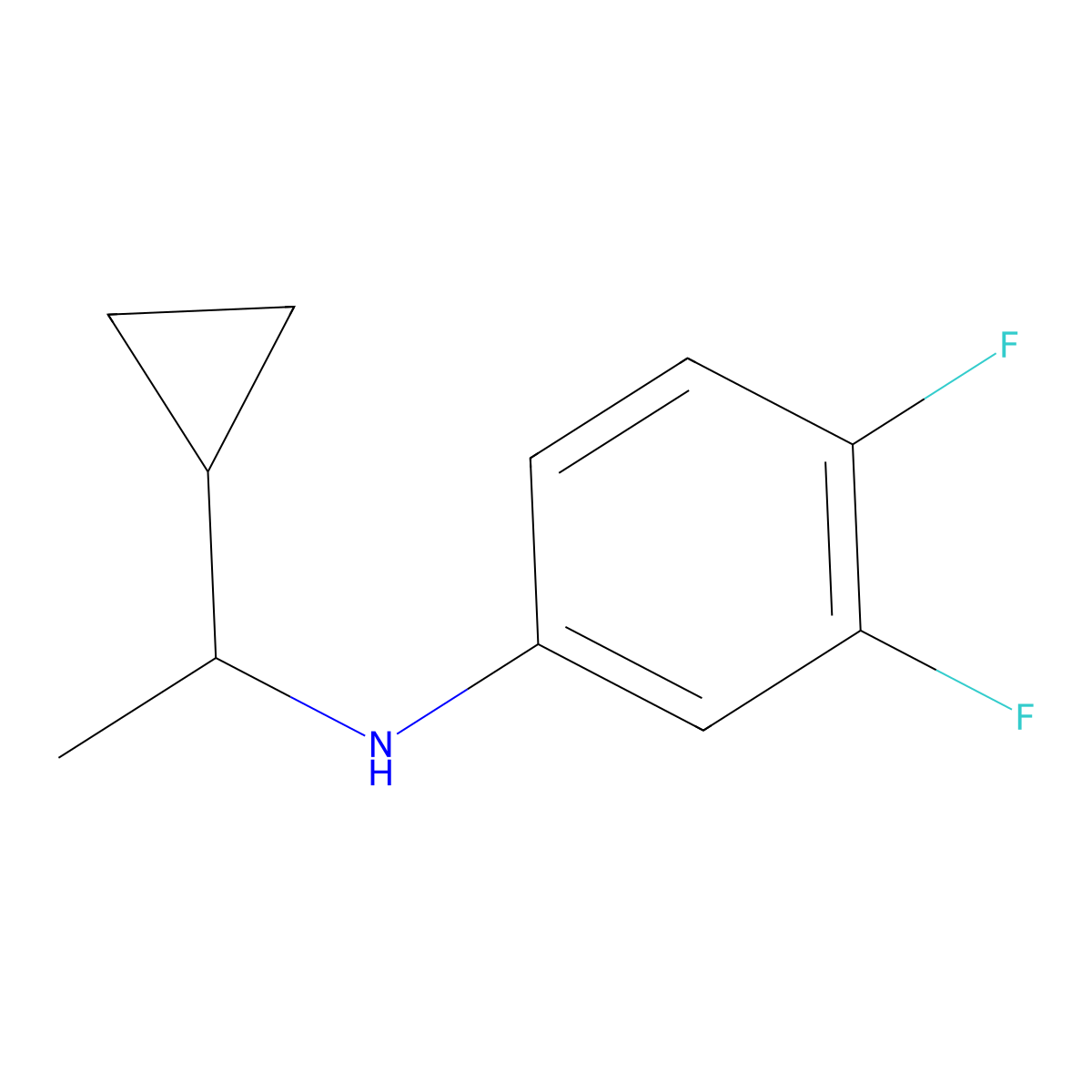 N-(1-cyclopropylethyl)-3,4-difluoroaniline molecular structure, CAS 1019571-90-4