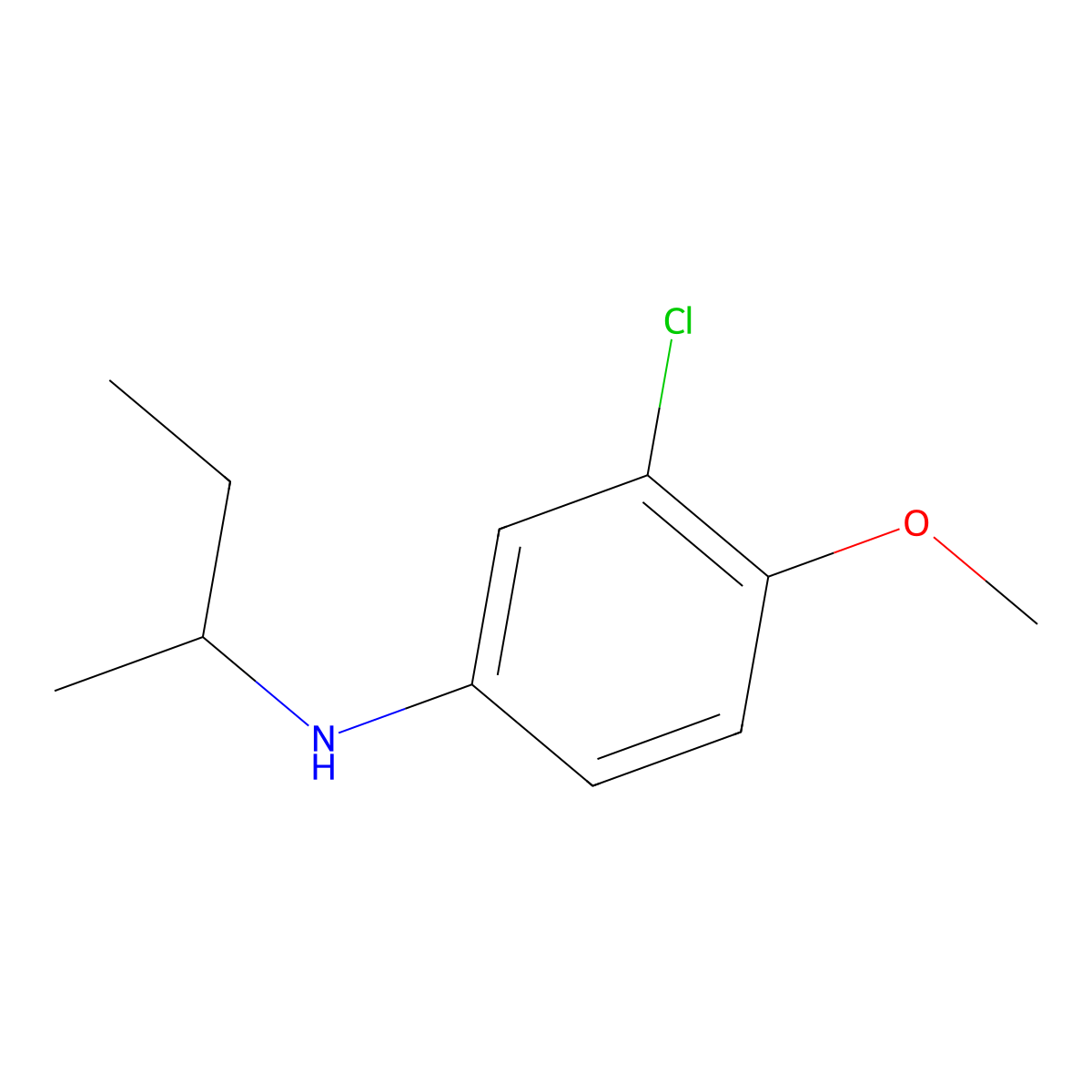 N-(butan-2-yl)-3-chloro-4-methoxyaniline molecular structure, CAS 1019572-54-3