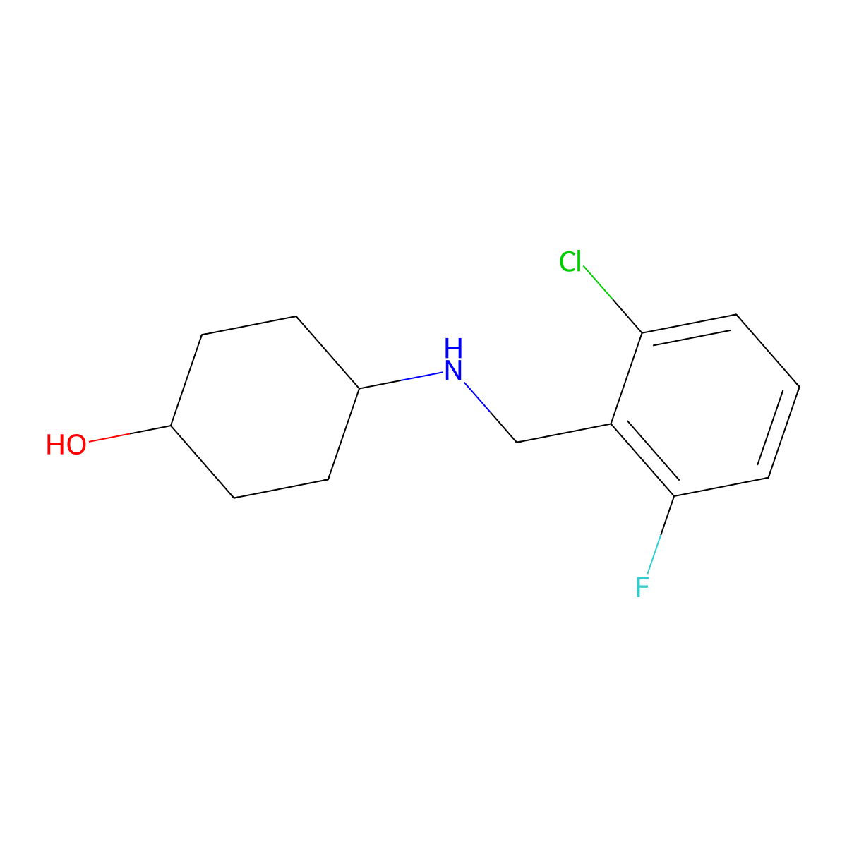 4-((2-Chloro-6-fluorobenzyl)amino)cyclohexan-1-ol molecular structure, CAS 1019572-95-2