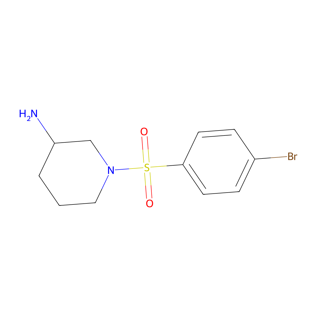1-(4-Bromobenzenesulfonyl)piperidin-3-amine molecular structure, CAS 1019575-40-6