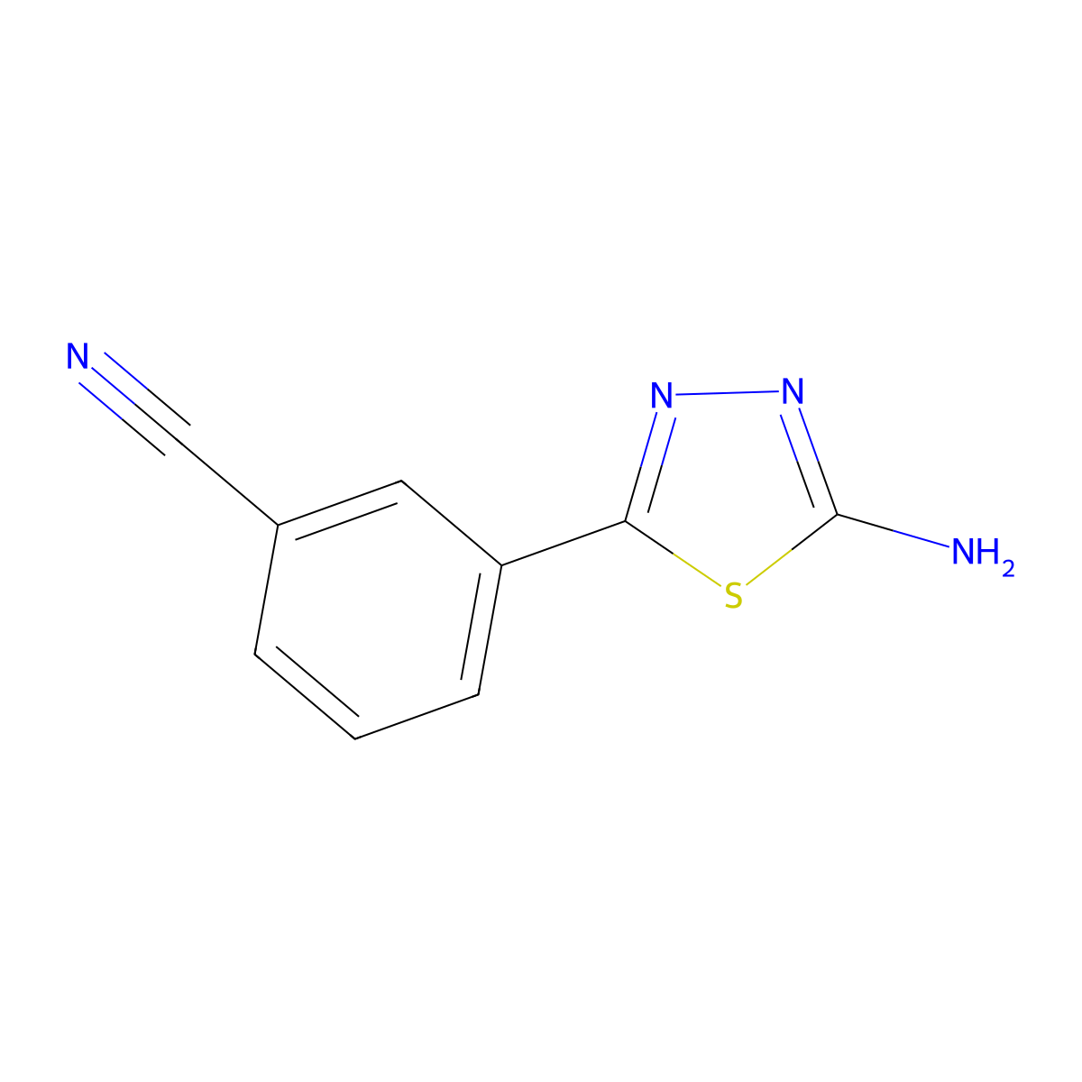 3-(5-Amino-1,3,4-thiadiazol-2-yl)benzonitrile molecular structure, CAS 1019575-49-5