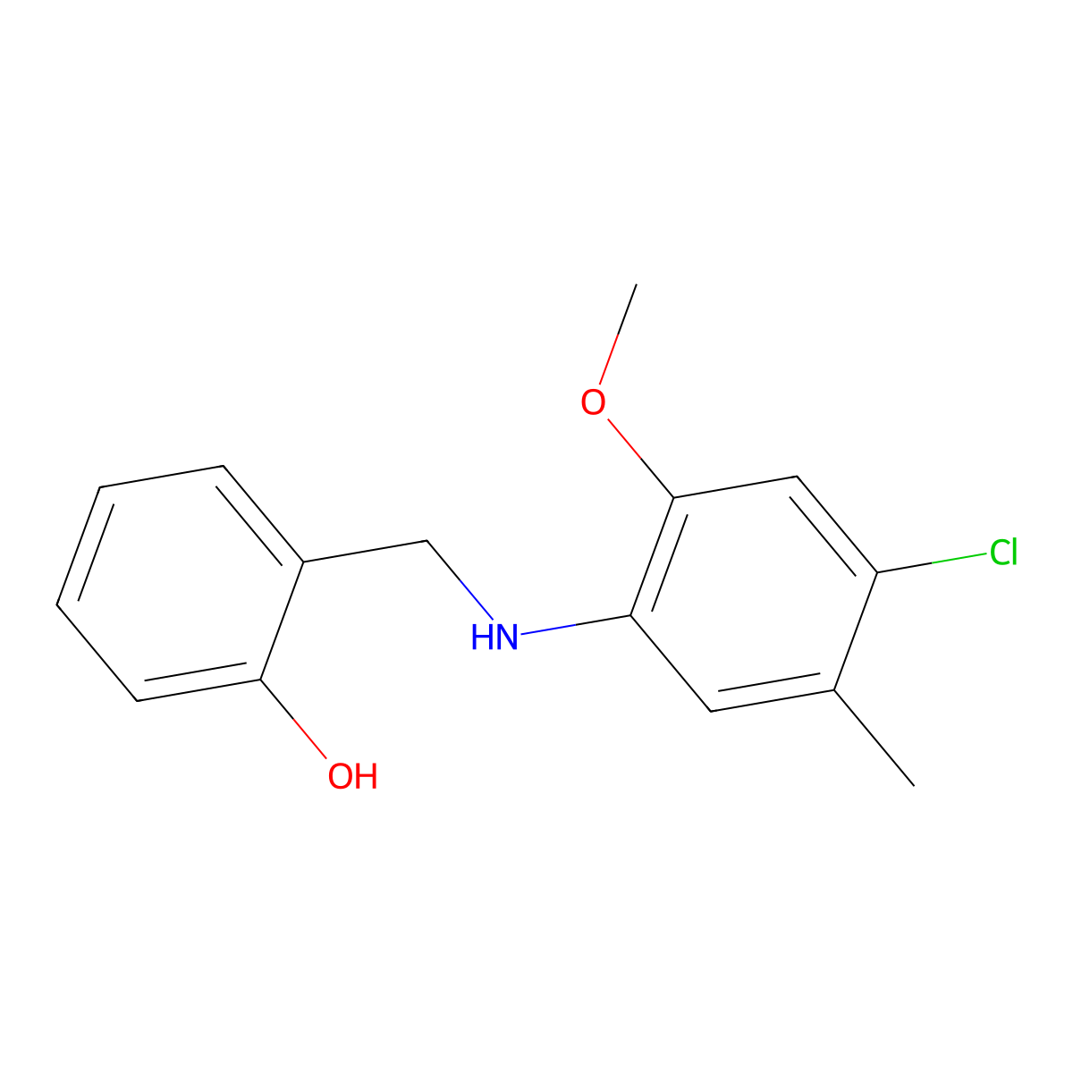2-{[(4-Chloro-2-methoxy-5-methylphenyl)amino]methyl}phenol molecular structure, CAS 1019577-99-1