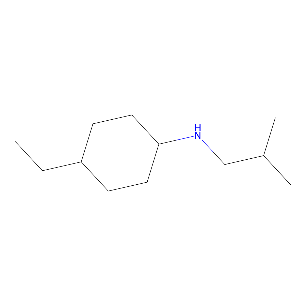 4-ethyl-N-(2-methylpropyl)cyclohexan-1-amine molecular structure, CAS 1019578-74-5