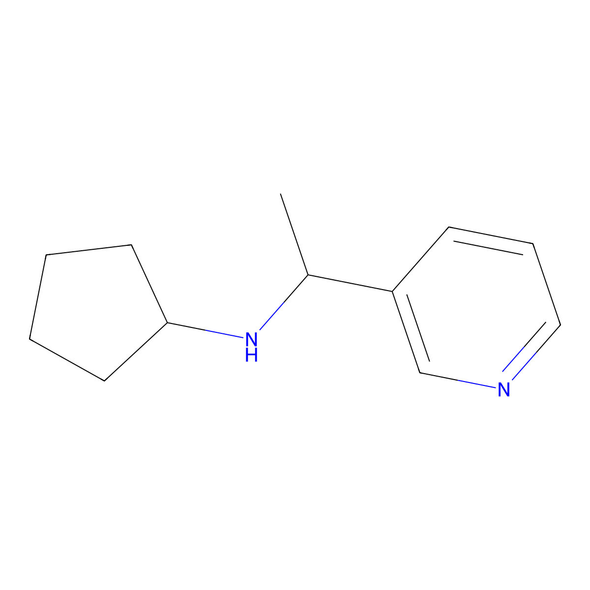 N-[1-(pyridin-3-yl)ethyl]cyclopentanamine molecular structure, CAS 1019579-94-2