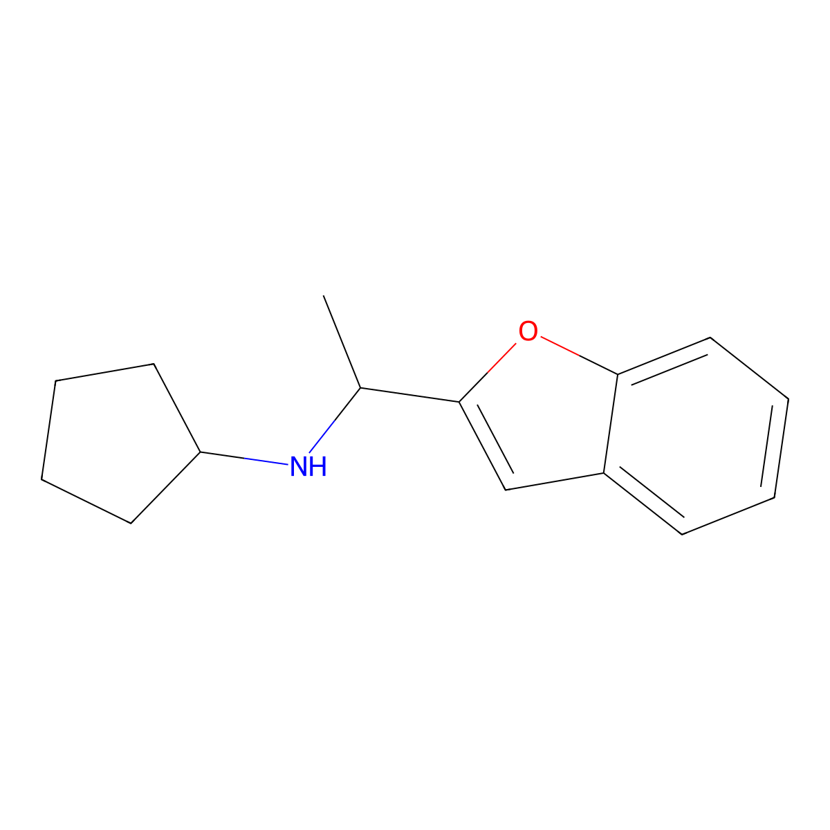 N-[1-(1-benzofuran-2-yl)ethyl]-N-cyclopentylamine molecular structure, CAS 1019580-52-9