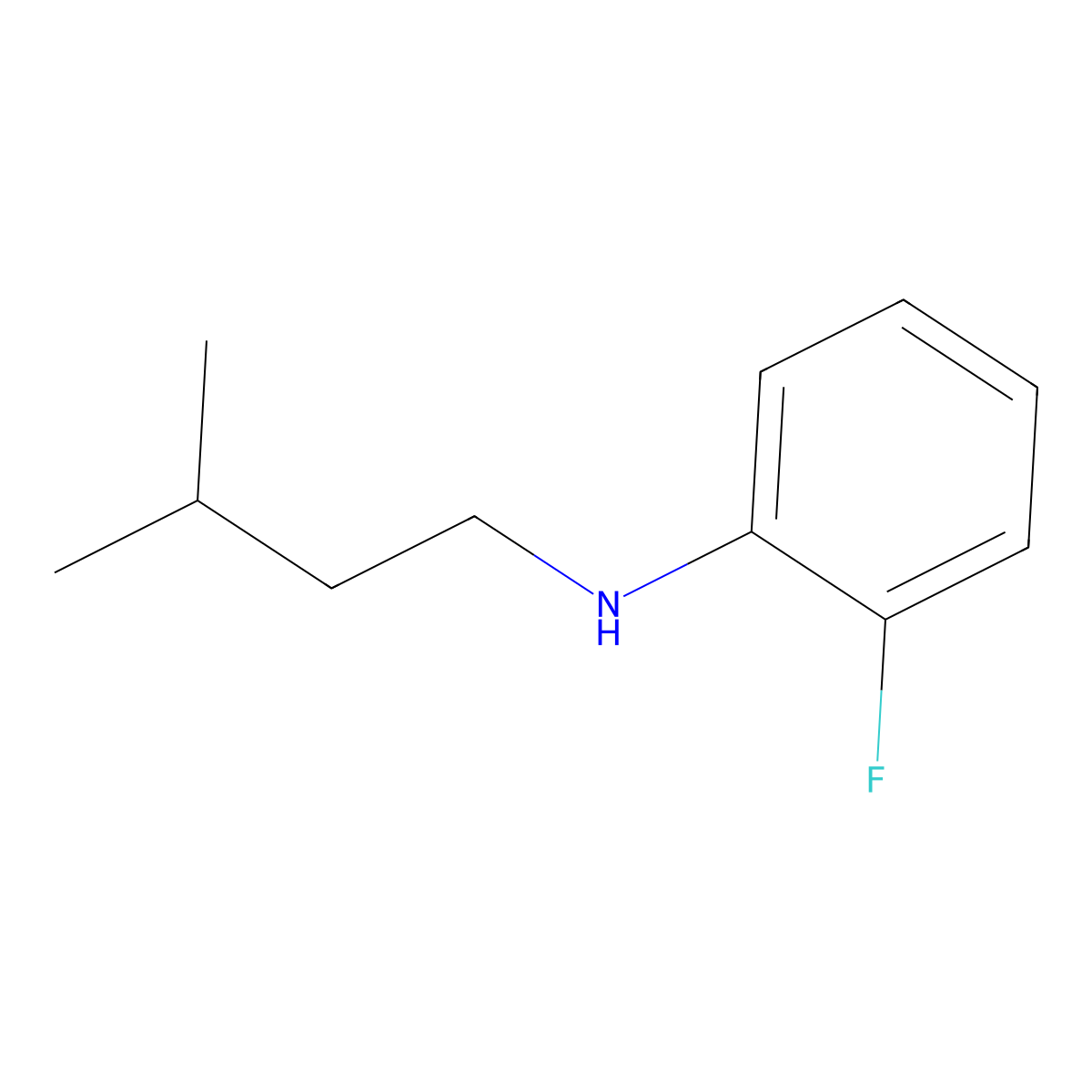 2-fluoro-N-(3-methylbutyl)aniline molecular structure, CAS 1019581-23-7