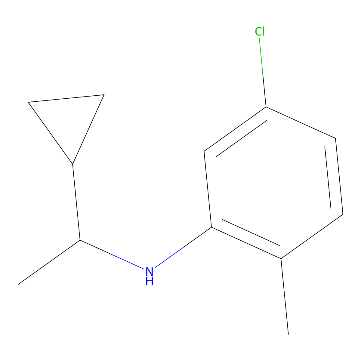 5-chloro-N-(1-cyclopropylethyl)-2-methylaniline molecular structure, CAS 1019581-44-2
