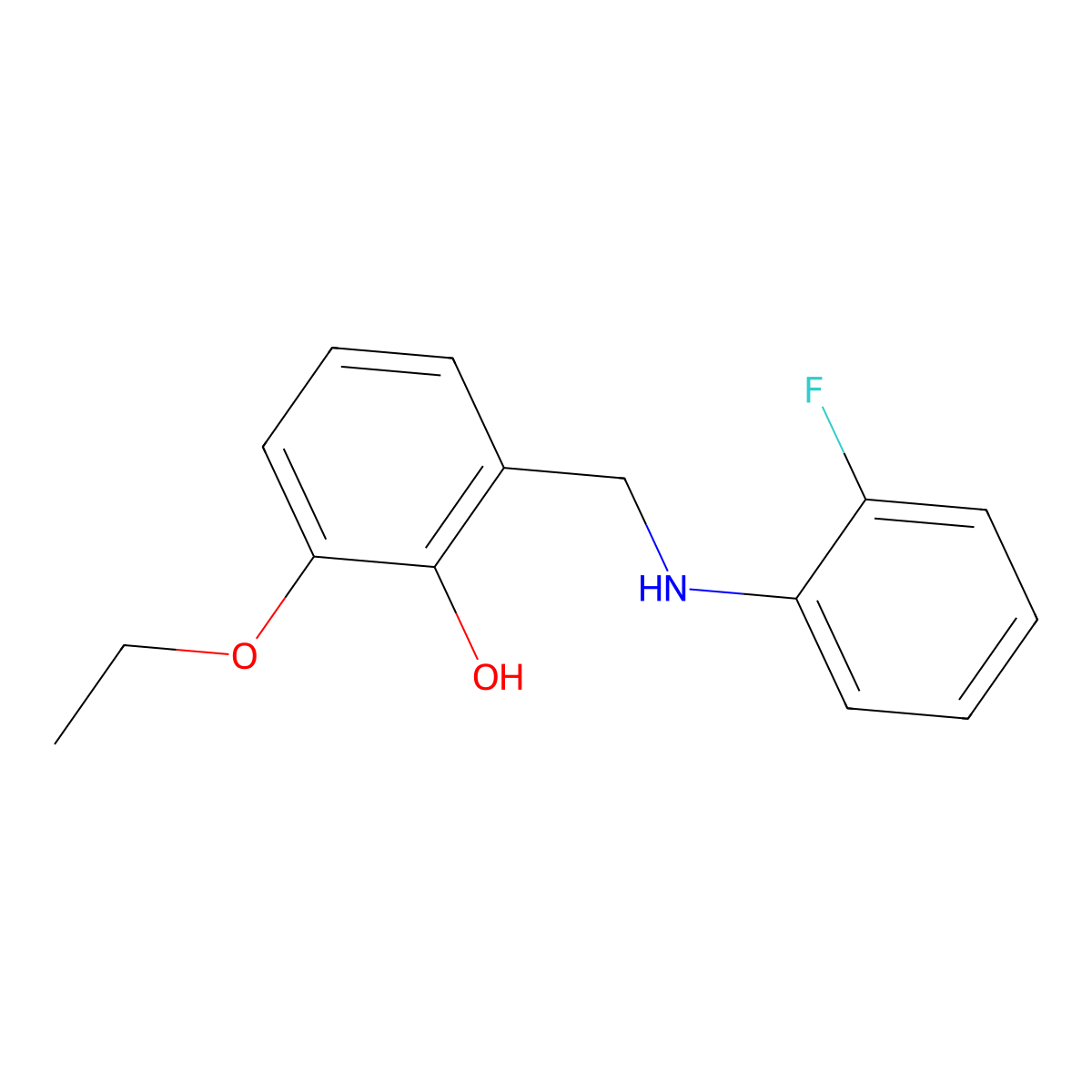 2-Ethoxy-6-(((2-fluorophenyl)amino)methyl)phenol molecular structure, CAS 1019581-45-3