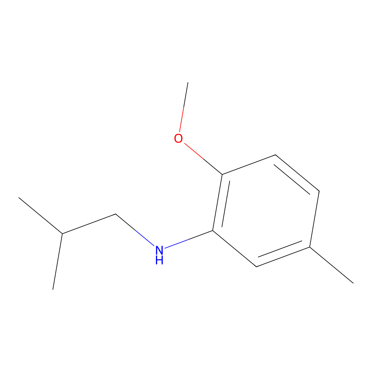 2-methoxy-5-methyl-N-(2-methylpropyl)aniline molecular structure, CAS 1019582-59-2