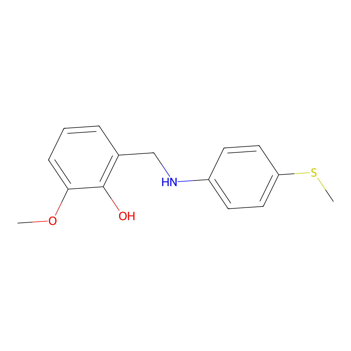 2-Methoxy-6-({[4-(methylthio)phenyl]amino}methyl)phenol molecular structure, CAS 1019586-23-2