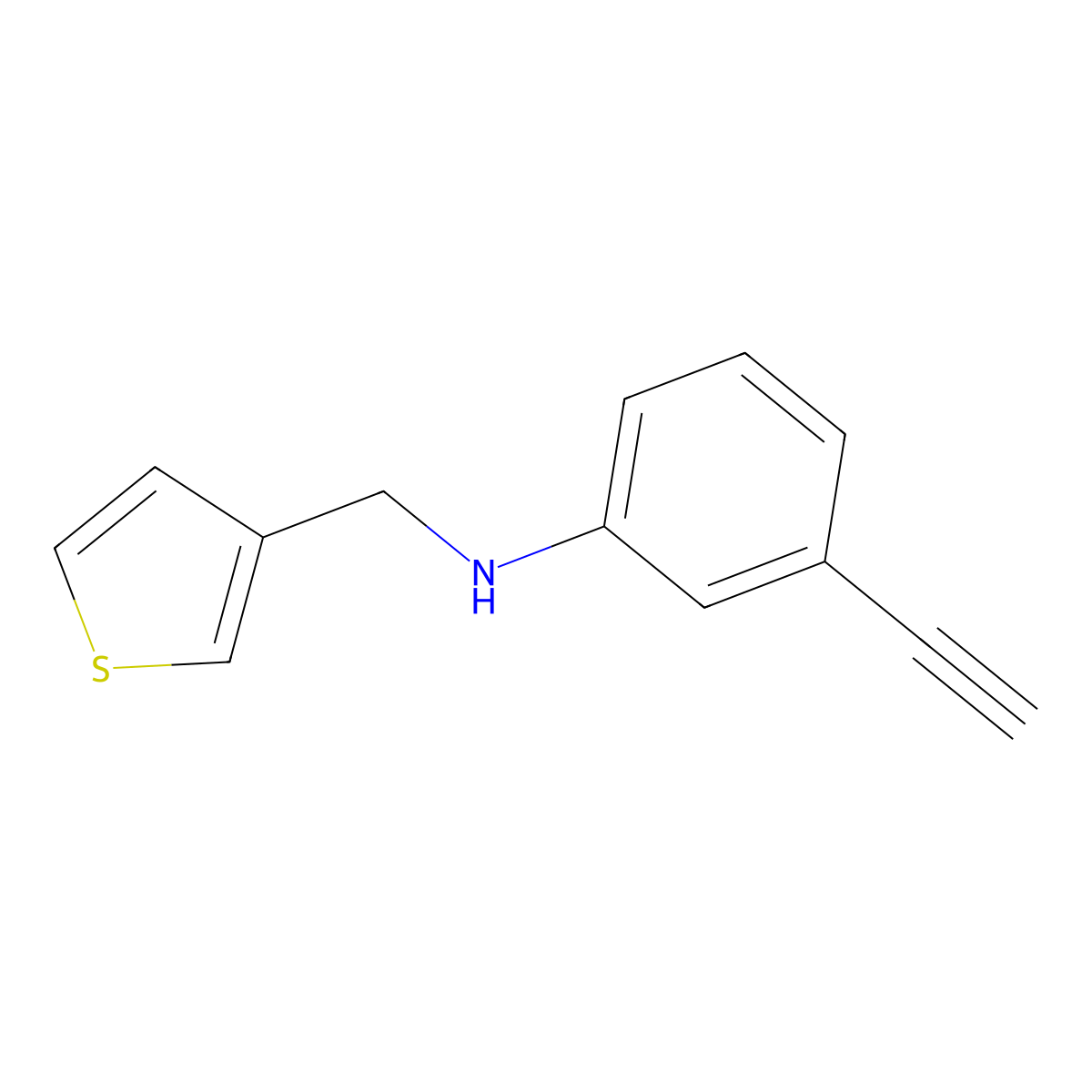 3-ethynyl-N-(thiophen-3-ylmethyl)aniline molecular structure, CAS 1019586-25-4