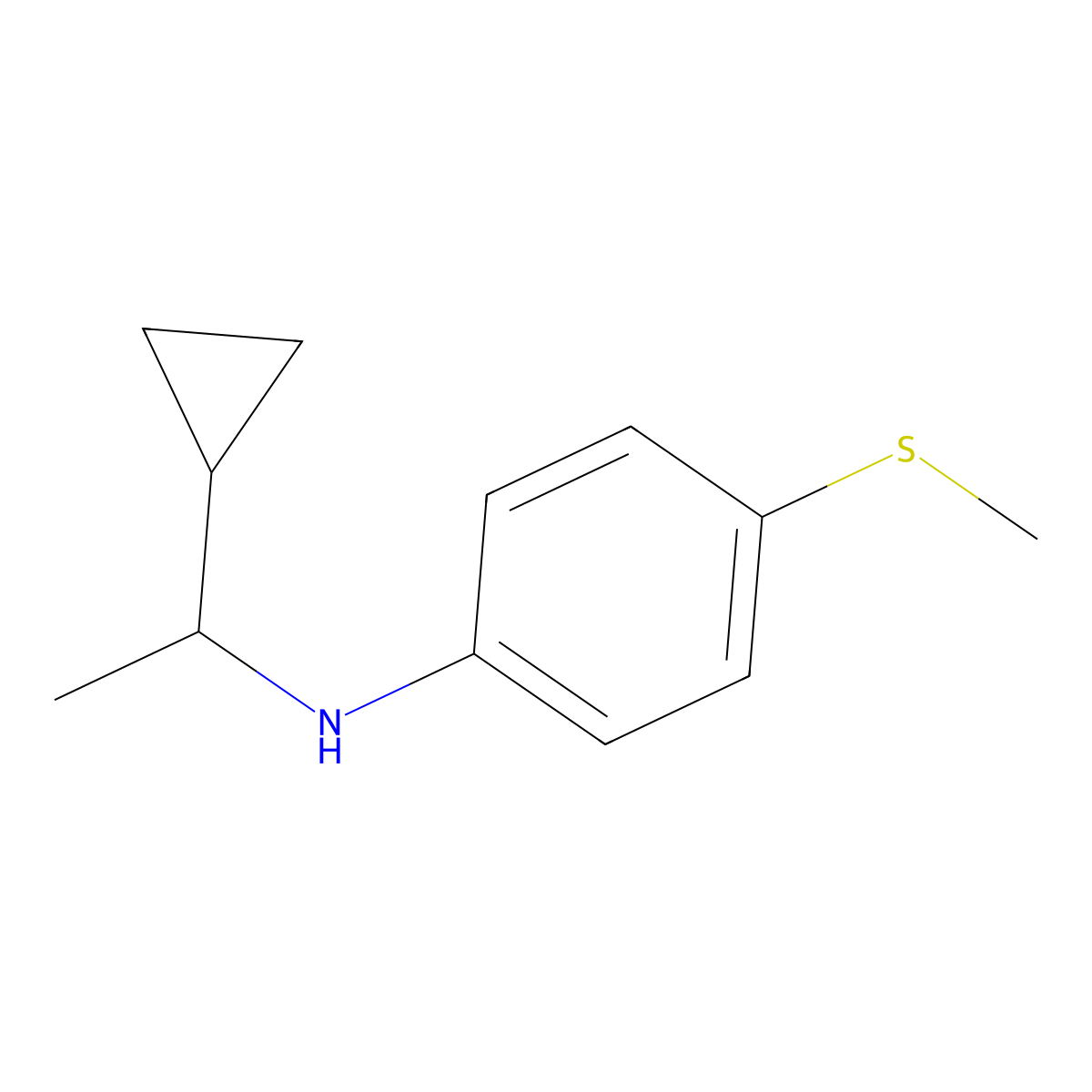 N-(1-cyclopropylethyl)-4-(methylsulfanyl)aniline molecular structure, CAS 1019586-26-5