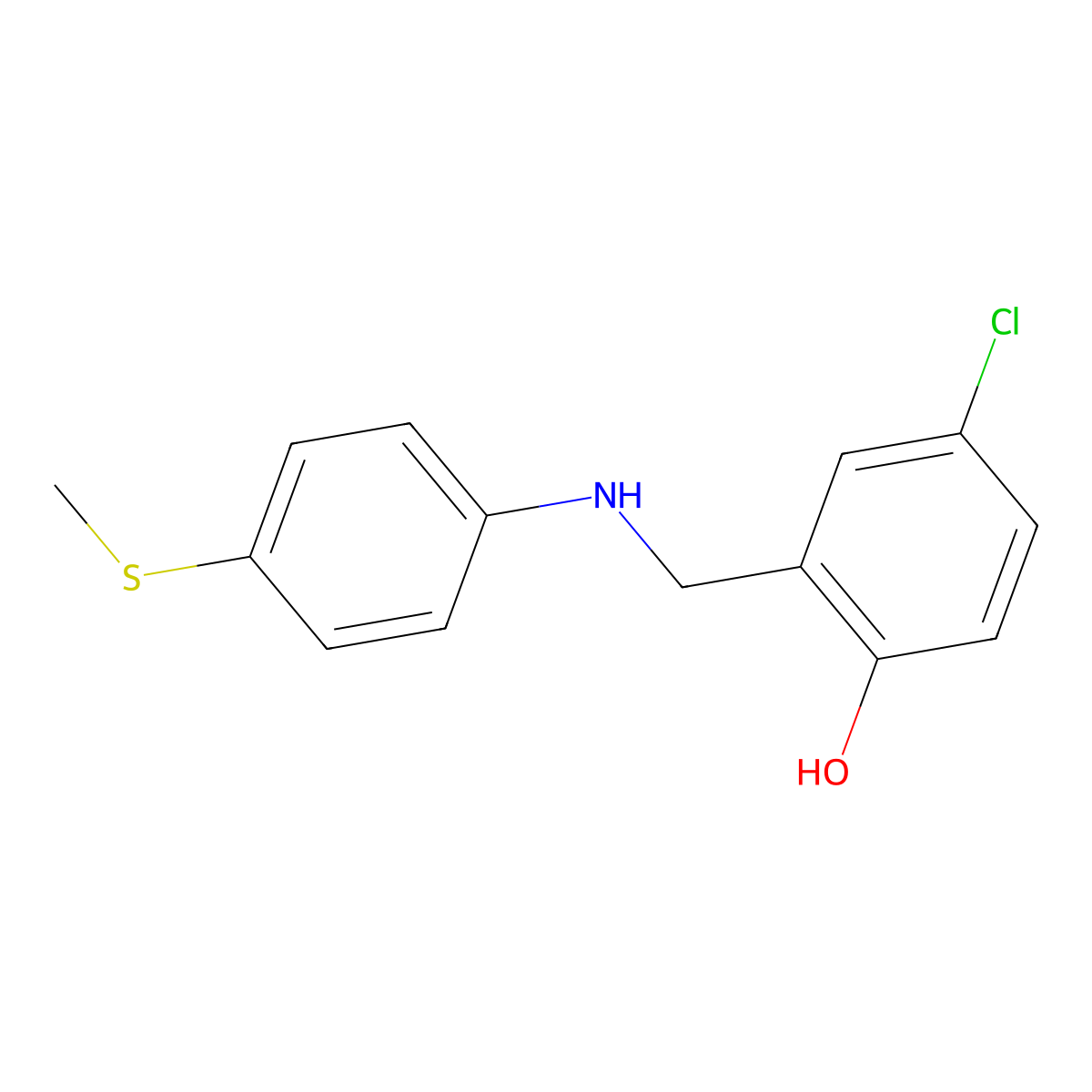 4-Chloro-2-(((4-(methylthio)phenyl)amino)methyl)phenol molecular structure, CAS 1019586-35-6