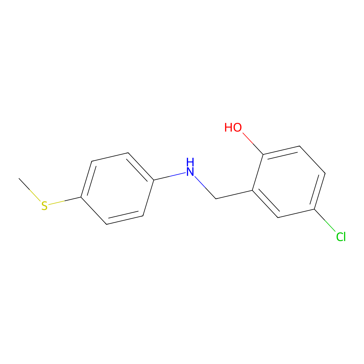 4-Chloro-2-(((4-(methylthio)phenyl)amino)methyl)phenol molecular structure, CAS 1019586-35-6