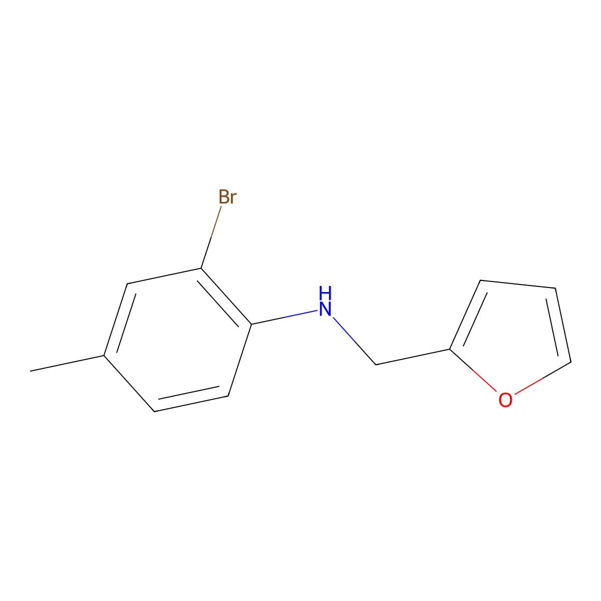 2-bromo-N-(furan-2-ylmethyl)-4-methylaniline molecular structure, CAS 1019587-85-9